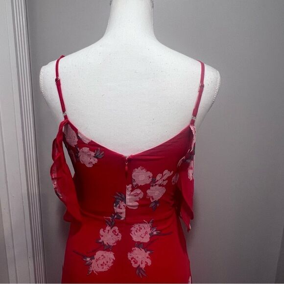 NWT Love in Bloom Red Floral Print Off-the-Shoulder High-Low Dress size small - Picture 8 of 13